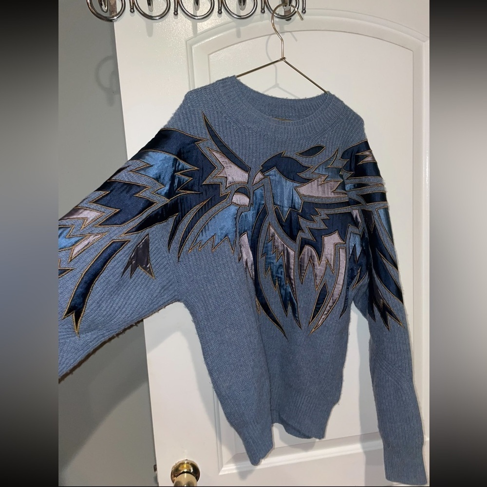 New! Zadig & Voltaire Kanson Phoenix Cashmere Blue Sweater 💙 Small ✨ Rare - Picture 9 of 13